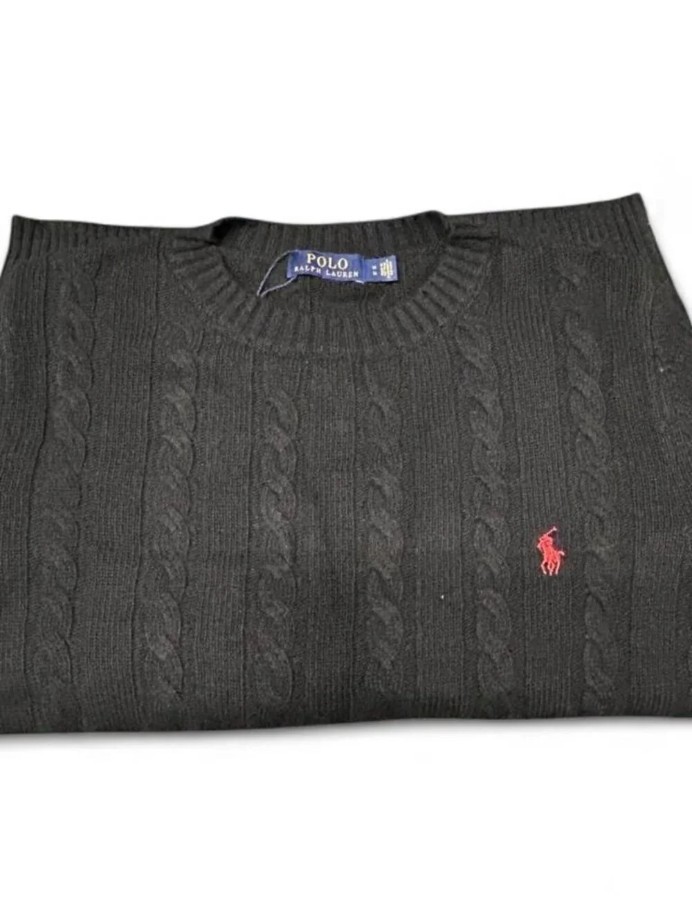 Polo Ralph Lauren Black Cable Knit Crewneck Sweater